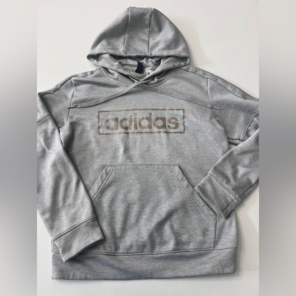 Adidas Climawarm Long Sleeve Hoodie Thumb Holes Kangaroo Pocket Gray Women M
